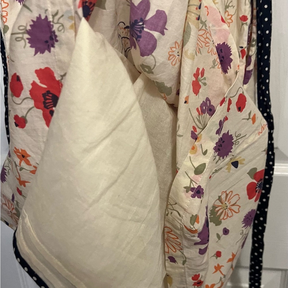 Anthropologie Cream Floral Midi Dress with Black Trim - Picture 10 of 16